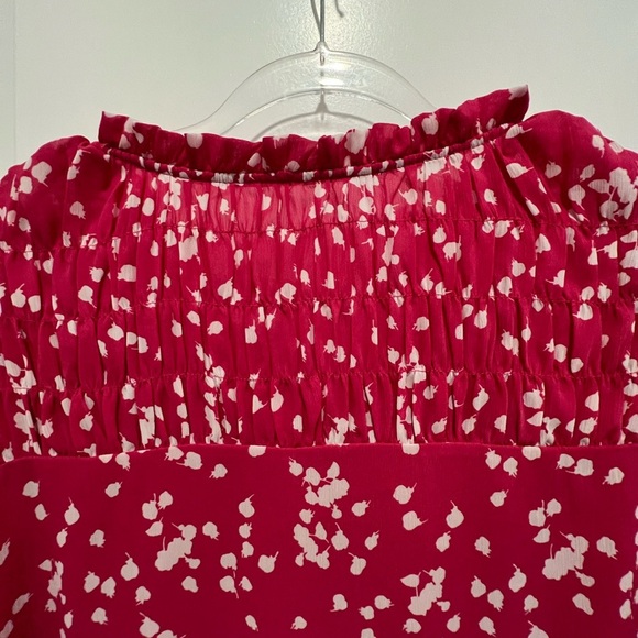 Like New Large Fuchsia and White Print Top Sheer with Lining - Picture 11 of 14